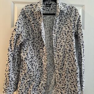 RW&CO. Navy and White Floral Slim Fit Shirt